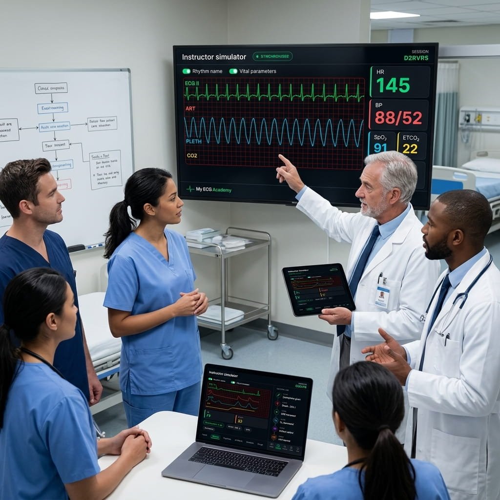 Screen simulation with ECG monitoring